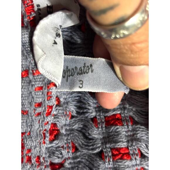 VTG Sears Tapestry Fringe Heavyweight Bedspread USA Made Red Gray 75"x71" - Picture 10 of 15